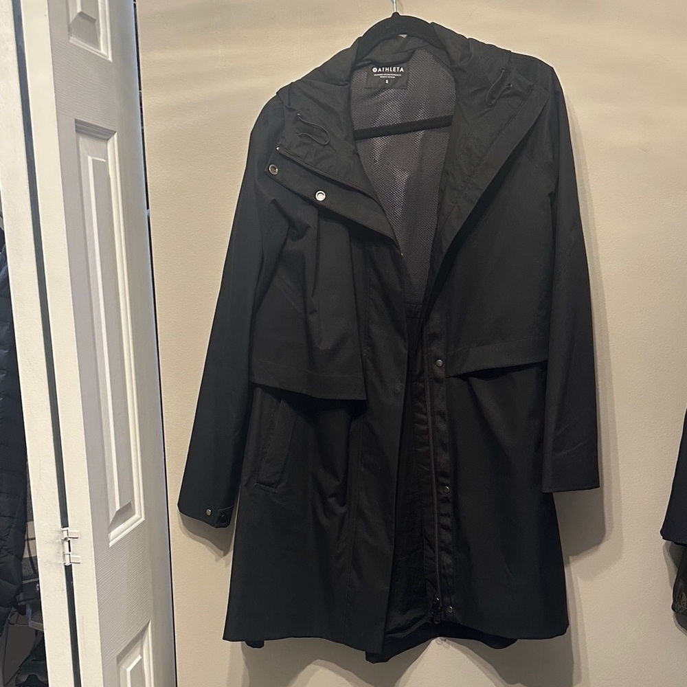 Athleta Classic Black Trench Coat